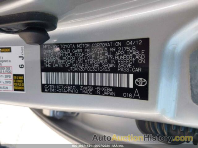 TOYOTA PRIUS PLUG-IN, JTDKN3DP0C3010453