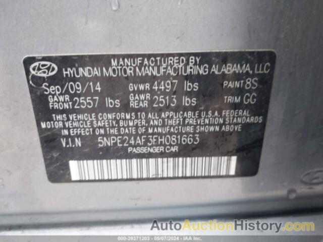 HYUNDAI SONATA SE, 5NPE24AF3FH081663