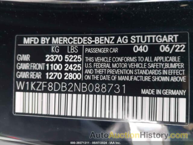 MERCEDES-BENZ E 350, W1KZF8DB2NB088731