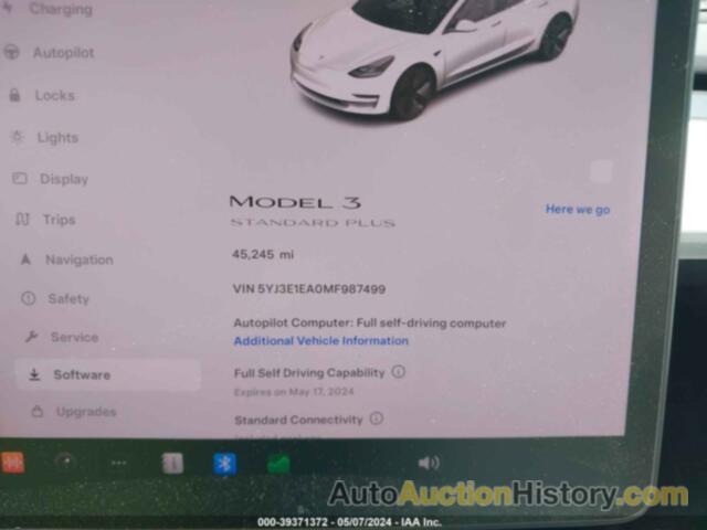 TESLA MODEL 3 STANDARD RANGE PLUS REAR-WHEEL DRIVE, 5YJ3E1EA0MF987499