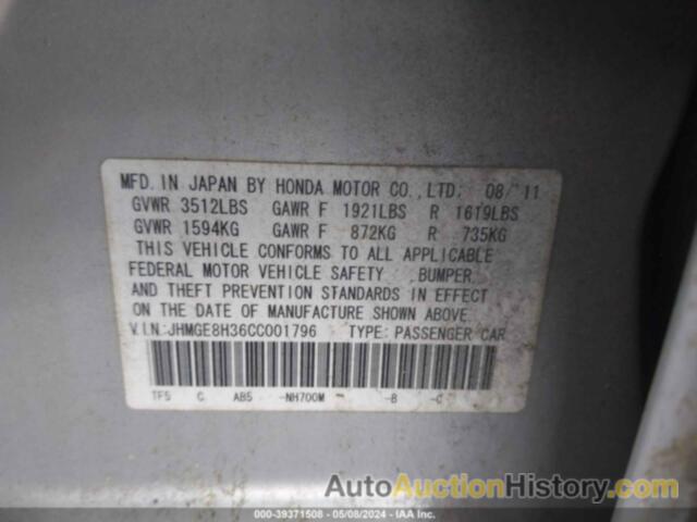 HONDA FIT, JHMGE8H36CC001796