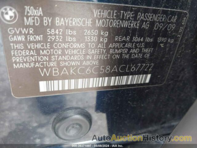 BMW 750I XDRIVE, WBAKC6C58ACL67722