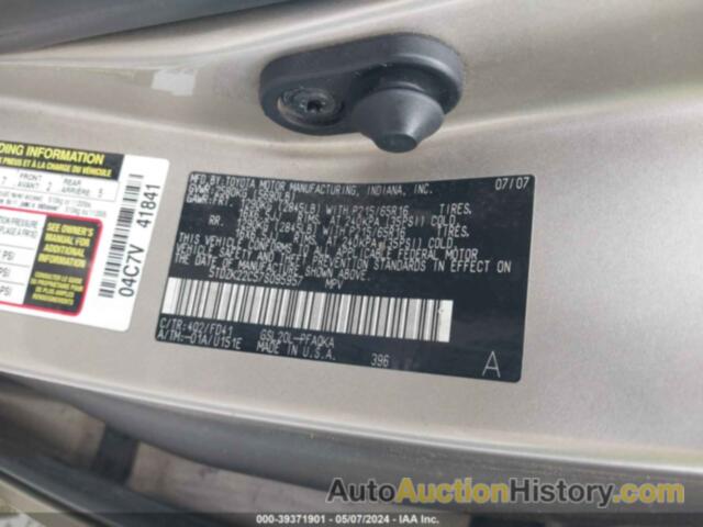 TOYOTA SIENNA XLE, 5TDZK22C57S095957