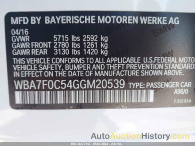 BMW 750I, WBA7F0C54GGM20539