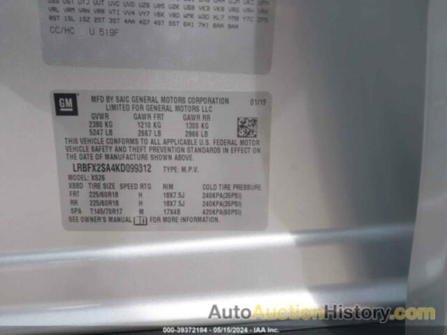 BUICK ENVISION AWD ESSENCE, LRBFX2SA4KD099312