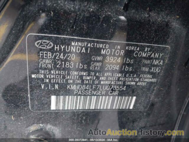 HYUNDAI ELANTRA SEL/VALUE/LIMITED, KMHD84LF7LU073554