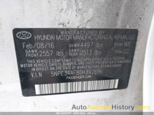 HYUNDAI SONATA SPORT, 5NPE34AF8GH392696