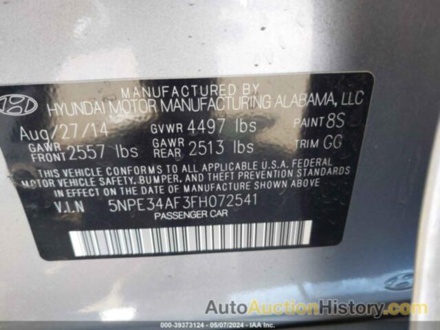 HYUNDAI SONATA SPORT, 5NPE34AF3FH072541