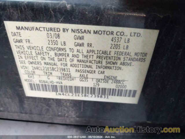 NISSAN ALTIMA HYBRID HYBRID, 1N4CL21E58C239831