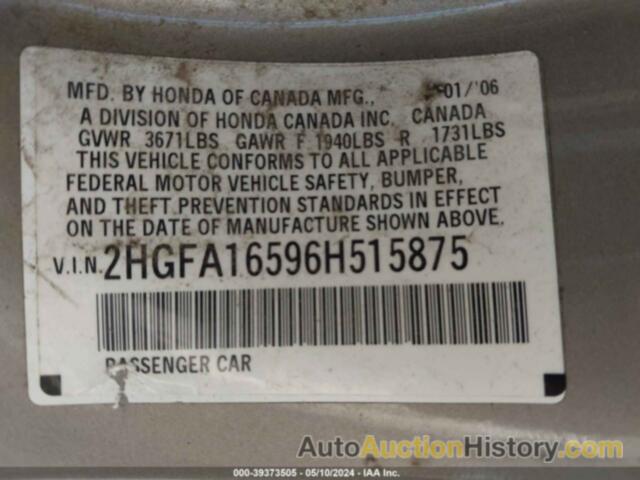 HONDA CIVIC LX, 2HGFA16596H515875