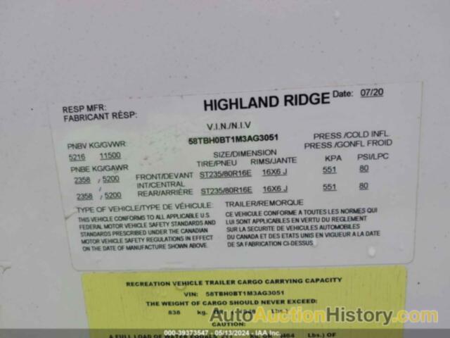 HIGHLAND RIDGE OPEN RANGE, 58TBH0BT1M3AG3051