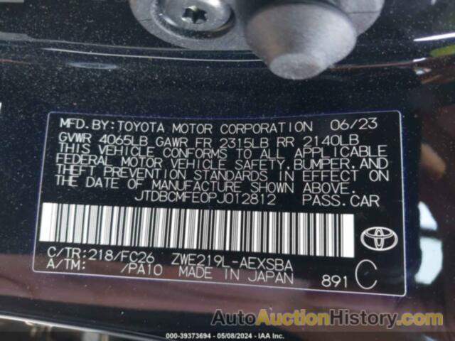 TOYOTA COROLLA LE/SE/XLE, JTDBCMFE0PJ012812