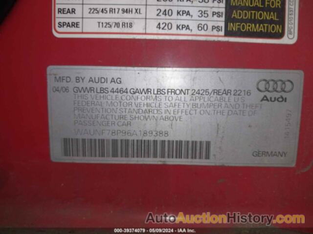 AUDI A3 2.0T, WAUNF78P96A189388