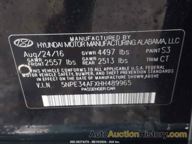 HYUNDAI SONATA SPORT/LIMITED, 5NPE34AFXHH489965