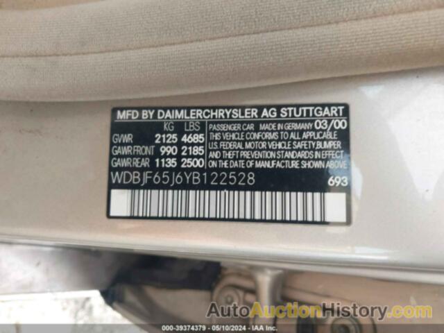 MERCEDES-BENZ E 320, WDBJF65J6YB122528