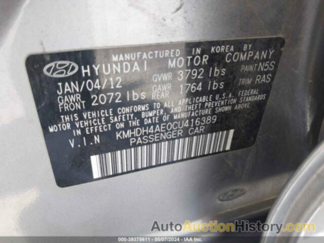 HYUNDAI ELANTRA GLS (ULSAN PLANT), KMHDH4AE0CU416389