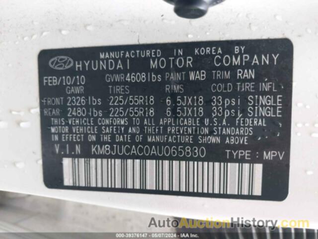 HYUNDAI TUCSON LIMITED, KM8JUCAC0AU065830