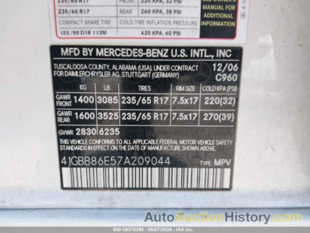 MERCEDES-BENZ ML 350 4MATIC, 4JGBB86E57A209044