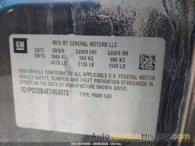 CHEVROLET CRUZE 1LT AUTO, 1G1PC5SB4E7450873