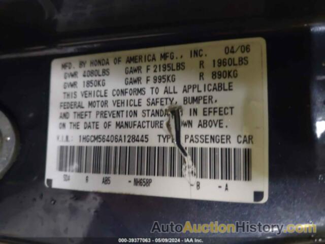 HONDA ACCORD LX, 1HGCM56406A128445