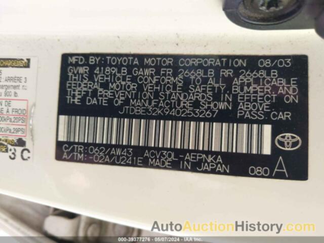 TOYOTA CAMRY LE, JTDBE32K940253267