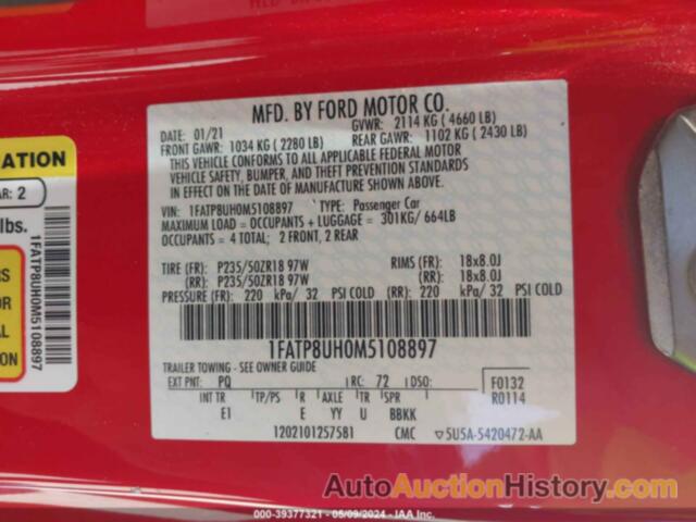FORD MUSTANG, 1FATP8UH0M5108897