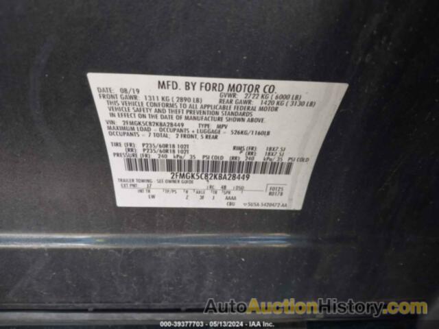 FORD FLEX SEL, 2FMGK5C82KBA28449