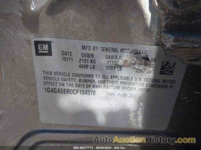 BUICK LACROSSE, 1G4GA5ER0CF194378