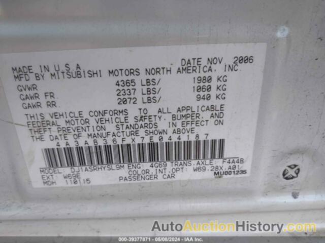 MITSUBISHI GALANT ES, 4A3AB36FX7E044187