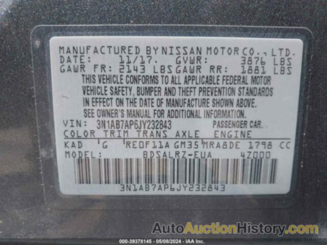 NISSAN SENTRA SR, 3N1AB7AP6JY232843