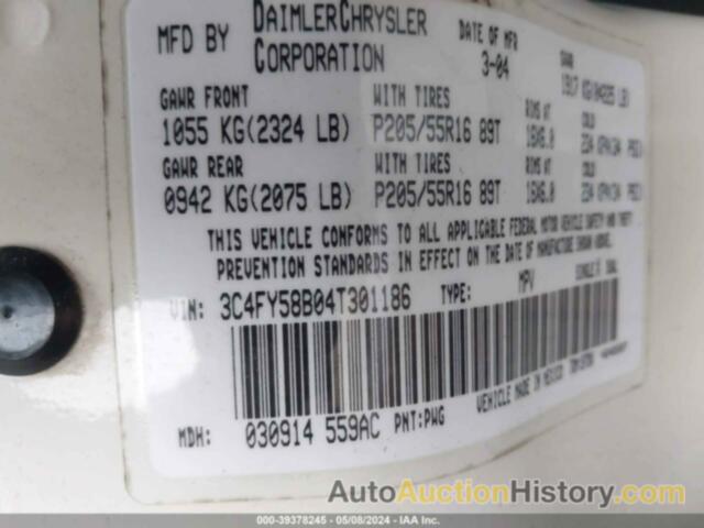 CHRYSLER PT CRUISER TOURING, 3C4FY58B04T301186