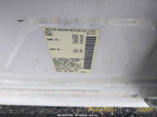 NISSAN LEAF S/SV/SL, 1N4AZ0CP6DC410380