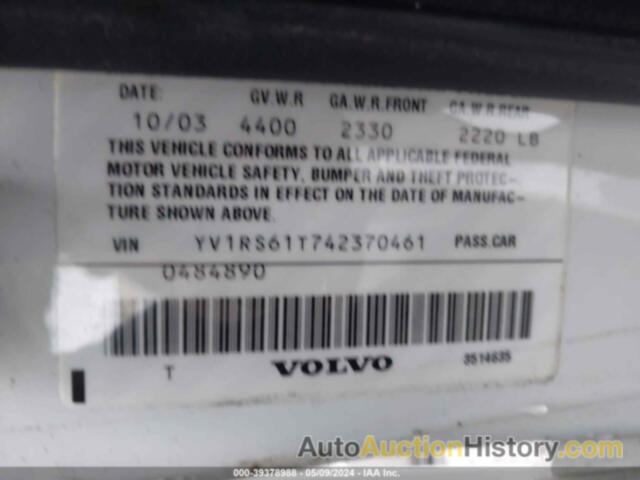 VOLVO S60 2.4, YV1RS61T742370461
