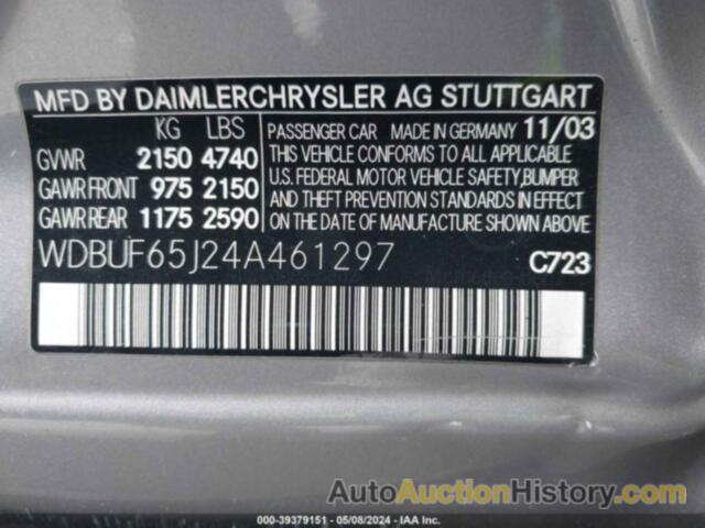 MERCEDES-BENZ E 320 320, WDBUF65J24A461297