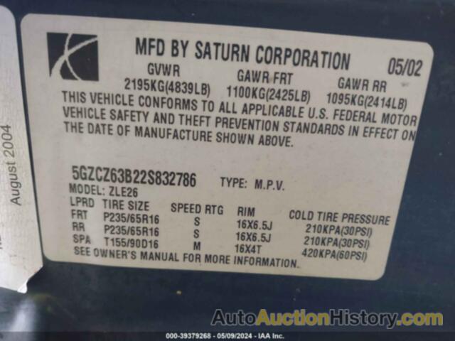 SATURN VUE, 5GZCZ63B22S832786