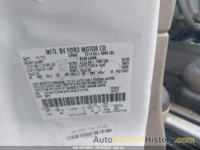 FORD ESCAPE HYBRID, 1FMCU5K35CKB21715