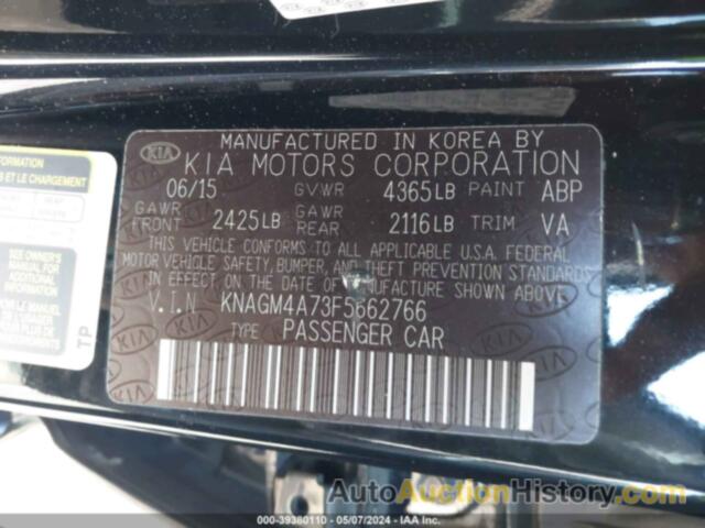 KIA OPTIMA LX, KNAGM4A73F5662766