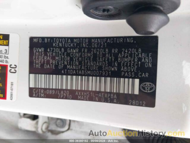 TOYOTA AVALON LIMITED HYBRID, 4T1DA1AB5MU007931