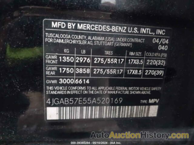 MERCEDES-BENZ ML 350 4MATIC, 4JGAB57E55A520169