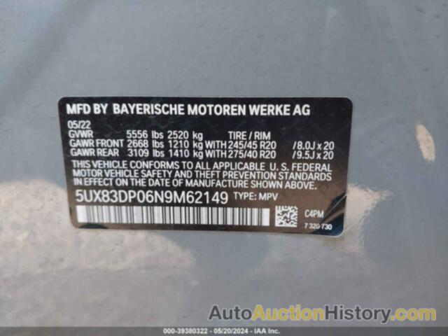 BMW X3 M40I, 5UX83DP06N9M62149