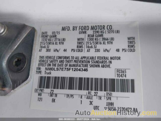 FORD TRANSIT CONNECT XL, NM0LS7E75F1204346