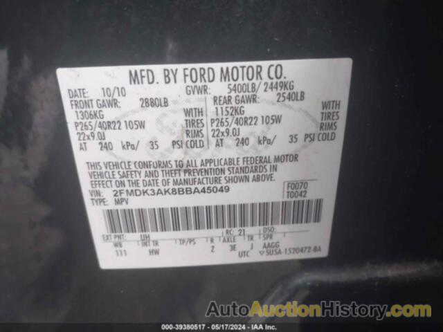 FORD EDGE SPORT, 2FMDK3AK8BBA45049