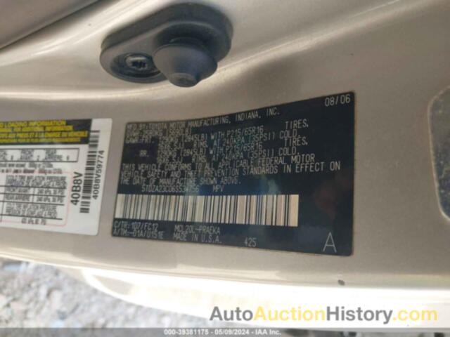 TOYOTA SIENNA LE, 5TDZA23C06S534756