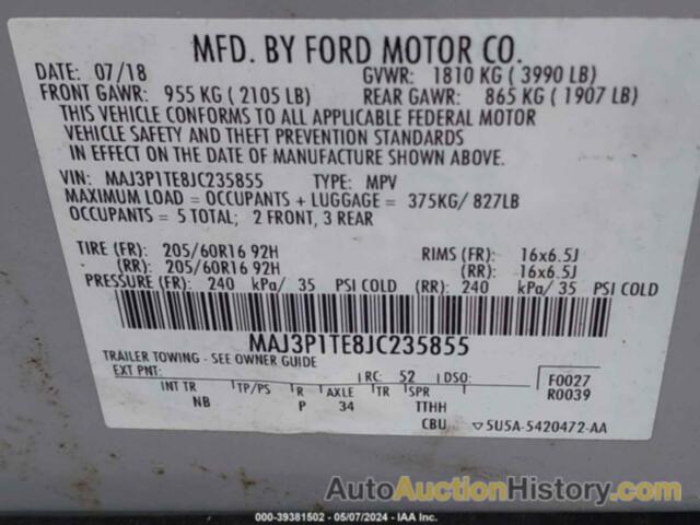 FORD ECOSPORT SE, MAJ3P1TE8JC235855