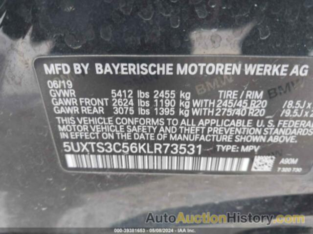 BMW X3 XDRIVEM40I, 5UXTS3C56KLR73531