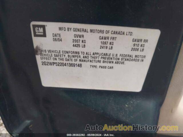 PONTIAC GRAND PRIX GT, 2G2WP522041369148