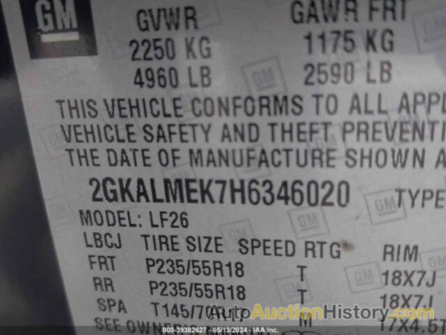 GMC TERRAIN SLE-1, 2GKALMEK7H6346020