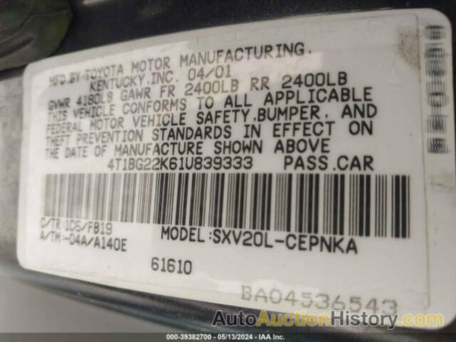 TOYOTA CAMRY CE/LE/XLE, 4T1BG22K61U839333