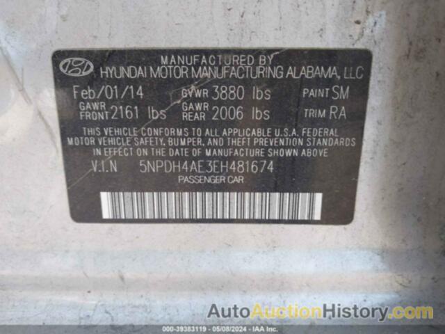 HYUNDAI ELANTRA SE, 5NPDH4AE3EH481674