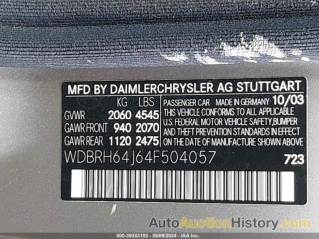 MERCEDES-BENZ C 320, WDBRH64J64F504057